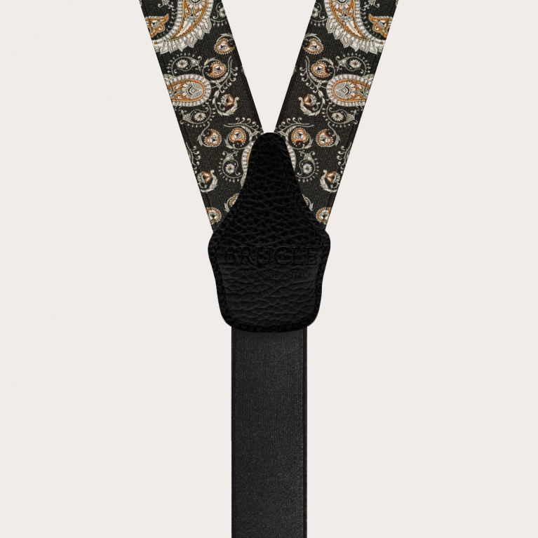 Bretelles de cérémonie avec motif paisley élégant, noir