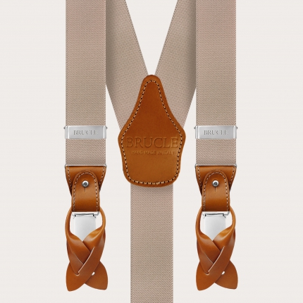 Y-shaped elastic beige suspenders