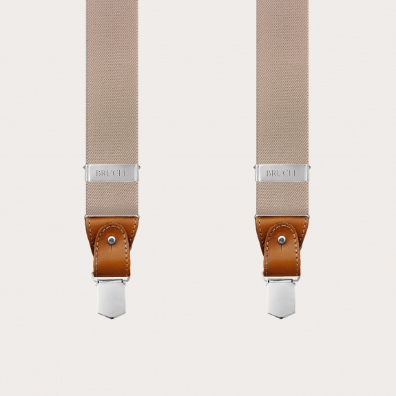 Y-shape elastic suspenders, beige