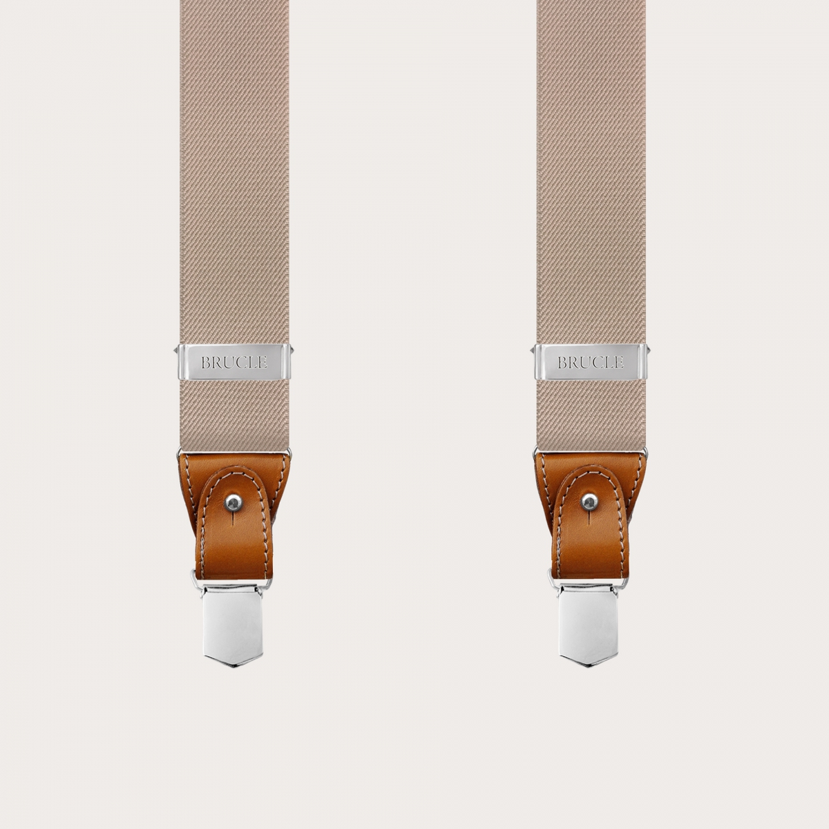 thumbnail image 2 of TECHTONGDA Beige Button Hole Elastic Suspenders For Men - 35mm Wide Stretchable 2 of 6