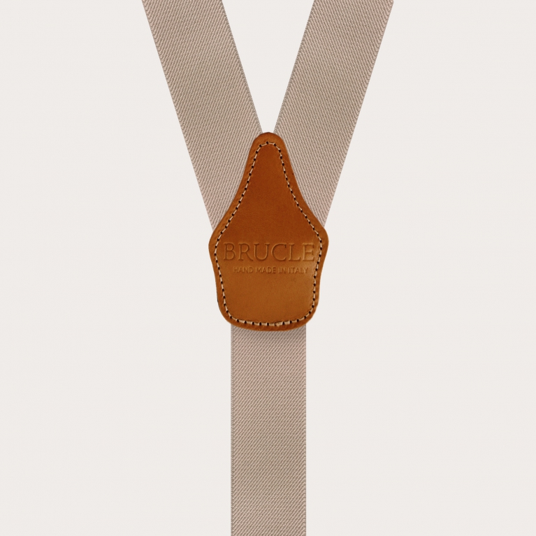 Y-shaped elastic beige suspenders