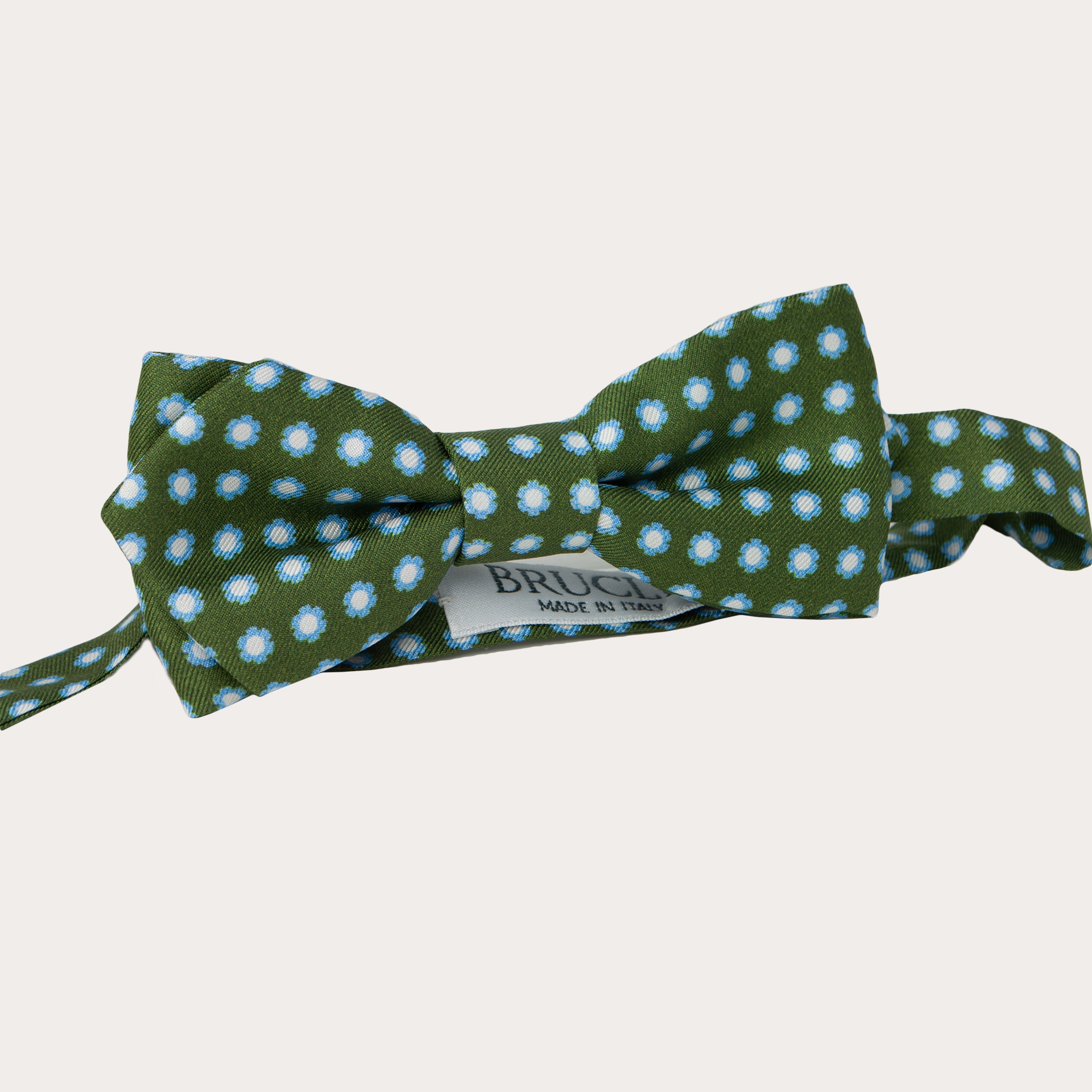 BRUCLE Elegant diamond silk bow tie, green pattern