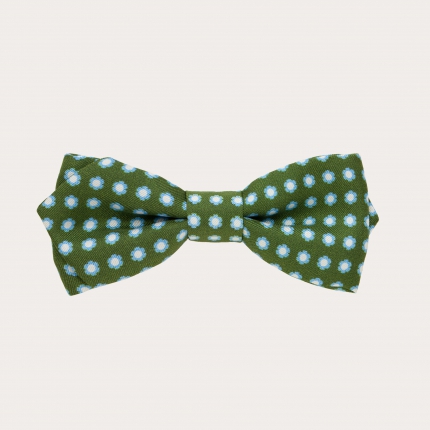 Elegant diamond silk bow tie, green pattern
