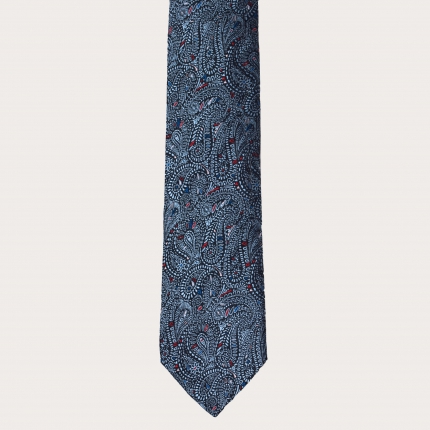 Cravate bleue cachemire en soie jacquard