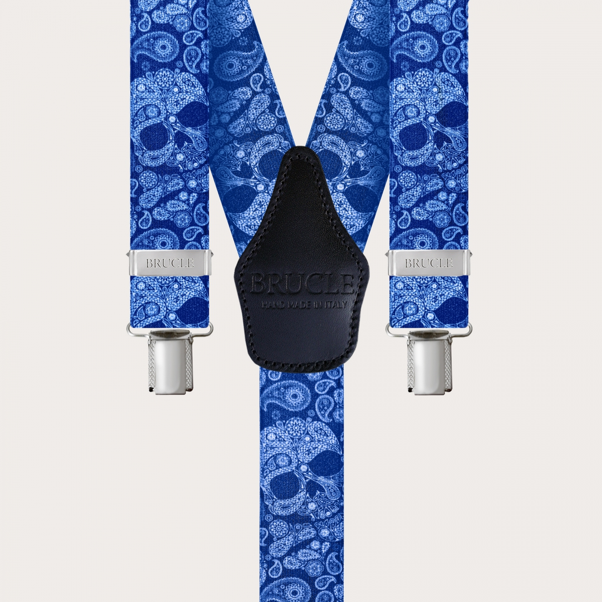 Braces Elastic Y Suspenders blue skulls