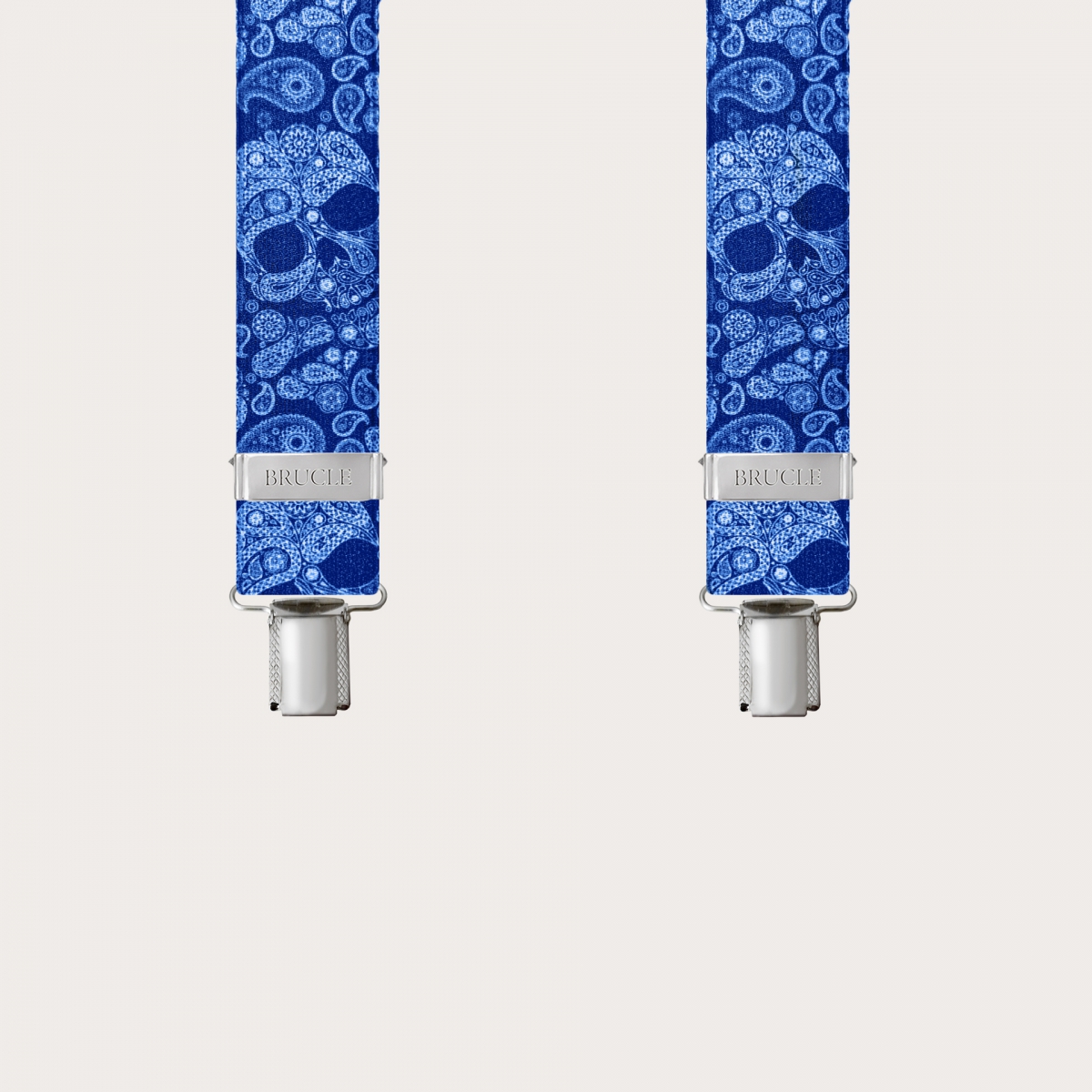 Braces Elastic Y Suspenders blue skulls