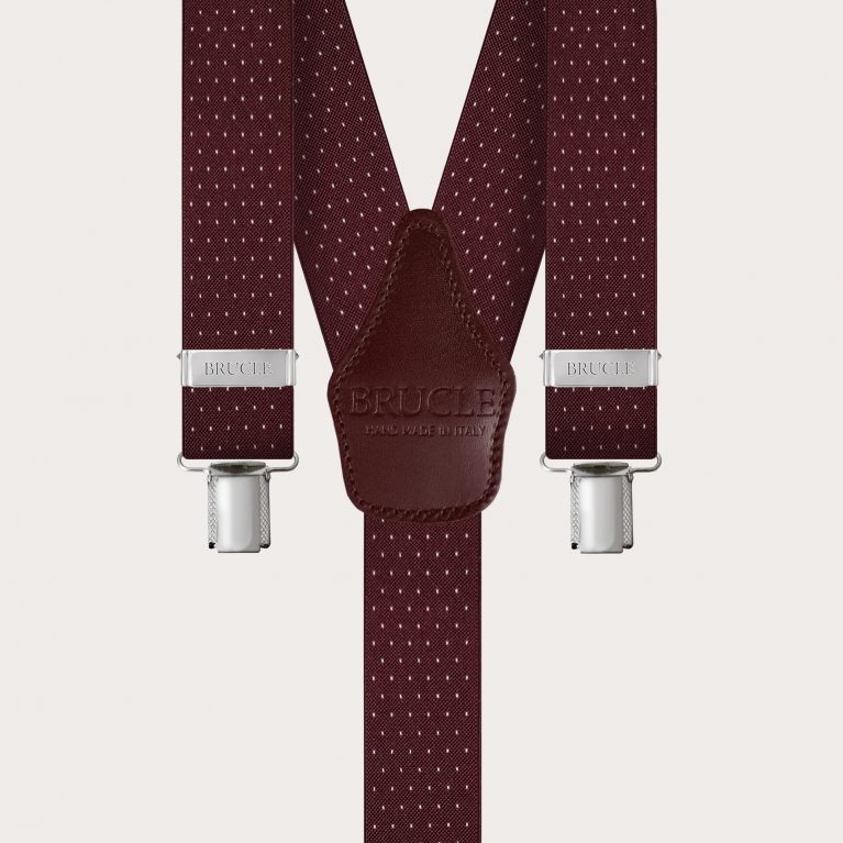 Bretelle unisex a Y bordeaux con pattern puntaspillo