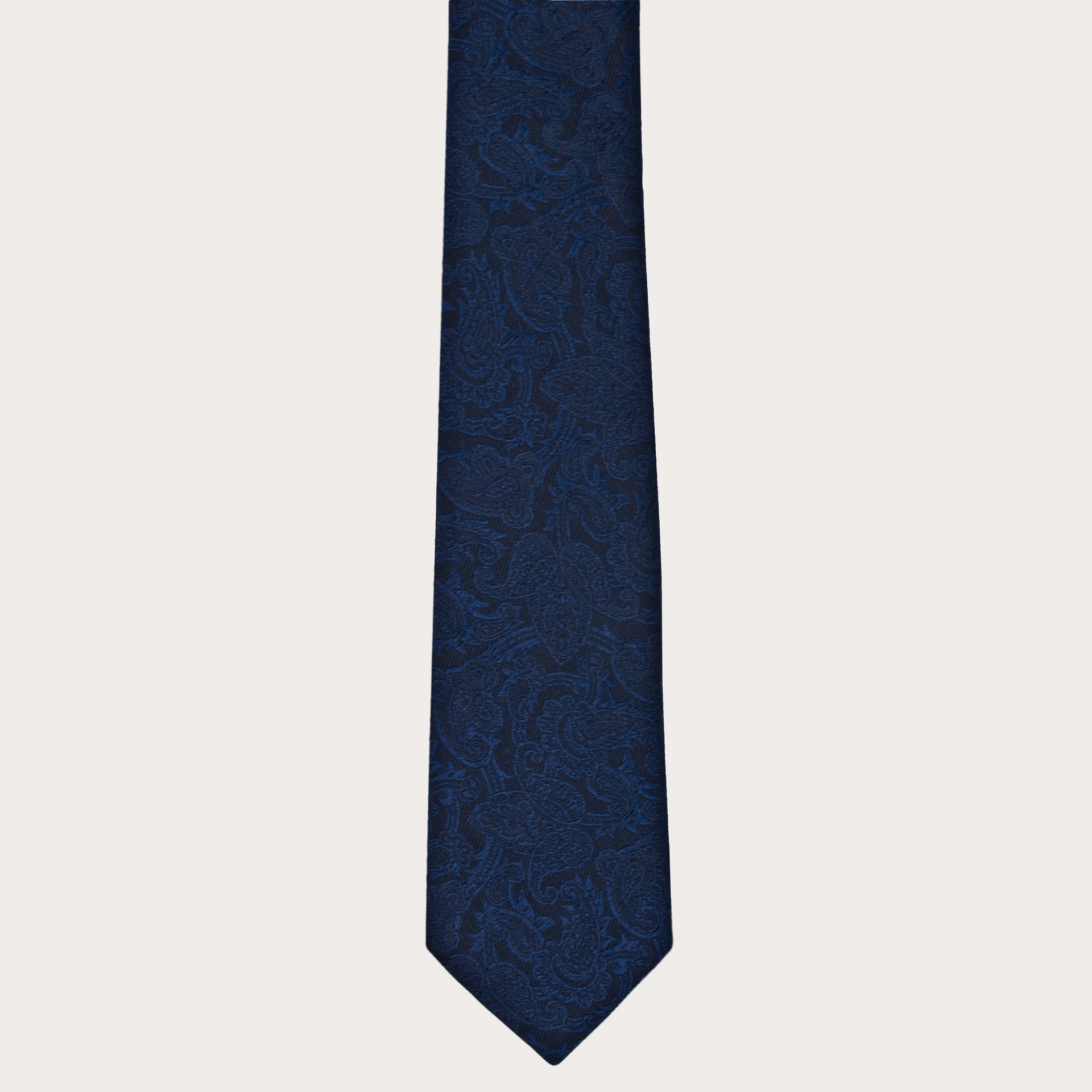 Corbata en jacquard de seda tono sobre tono azul paisley