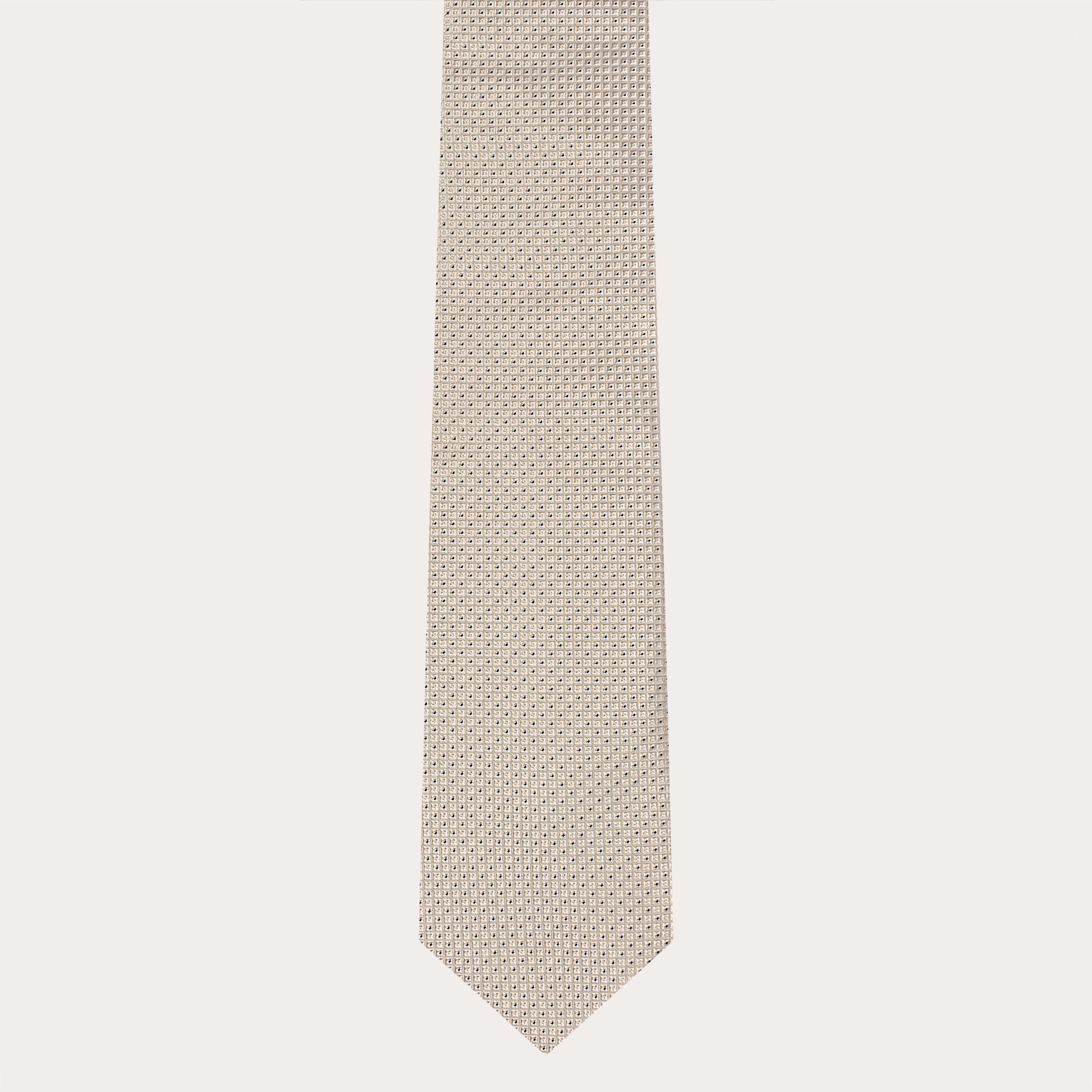 Corbata de seda jacquard, blanca con cuadrados verdes