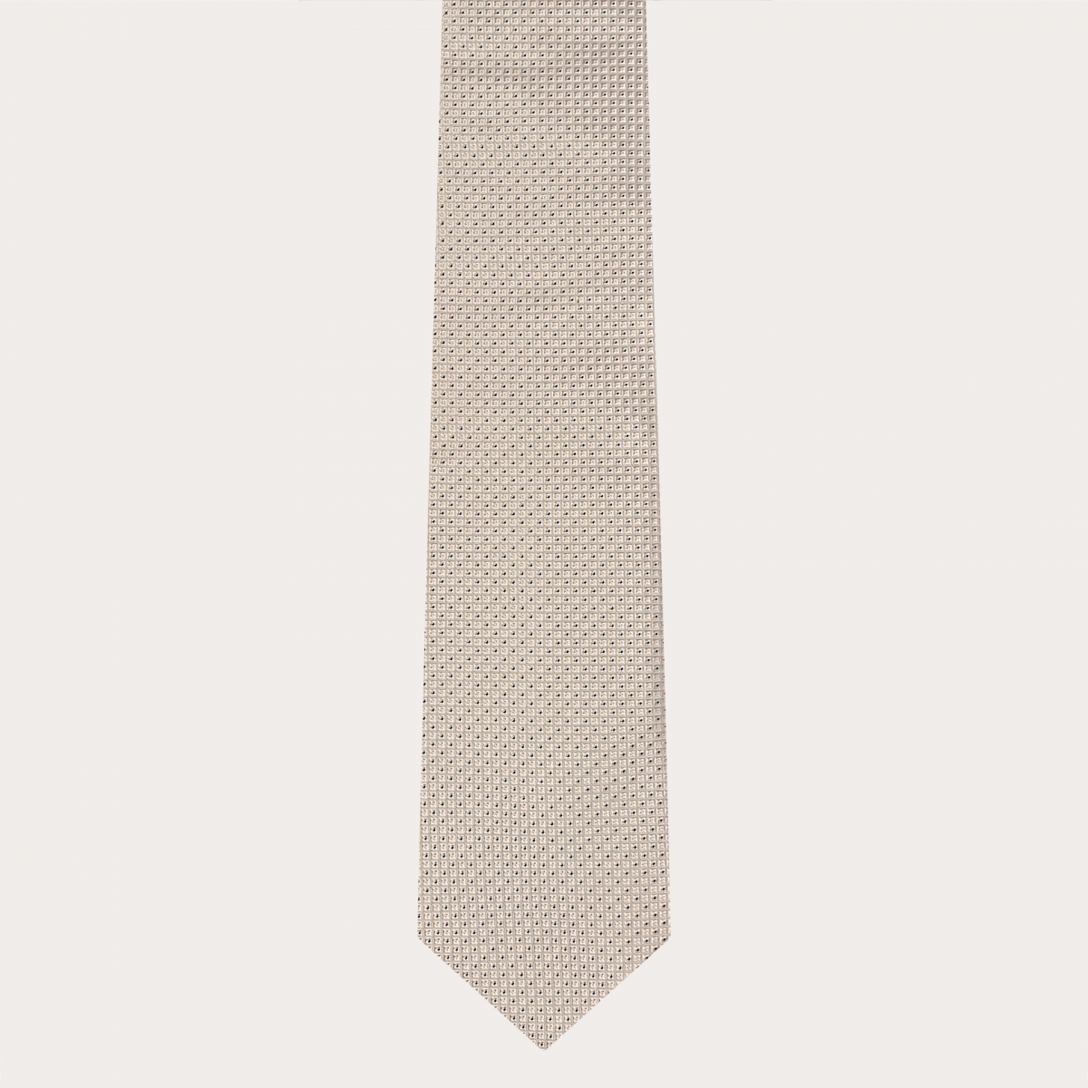 Jacquard silk tie, white ivory with blue micro pattern