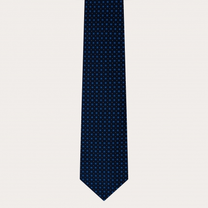 Cravate élégante en soie jacquard, bleu avec micromotif floral