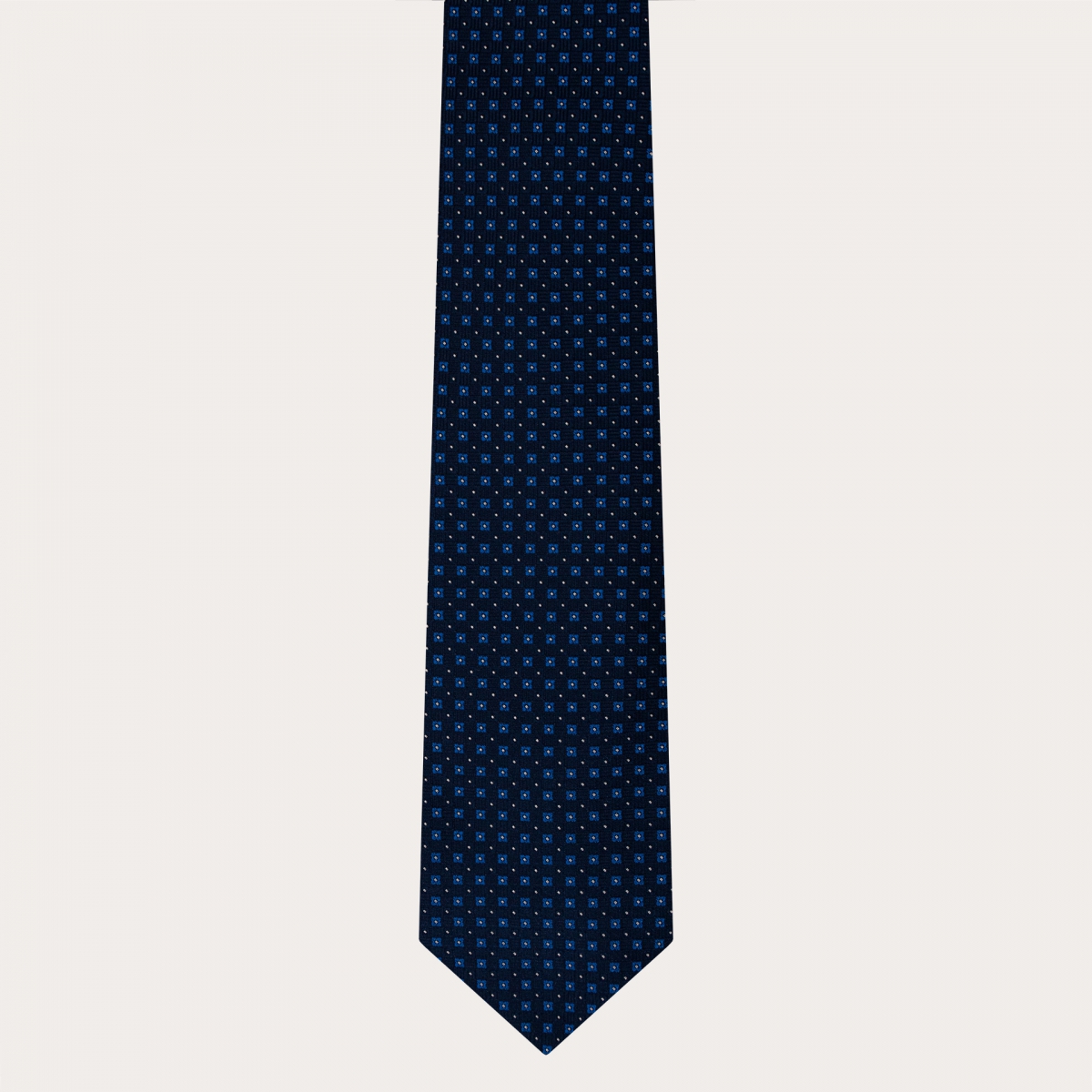 BRUCLE Elegant necktie in jacquard silk, blue with floral micropattern