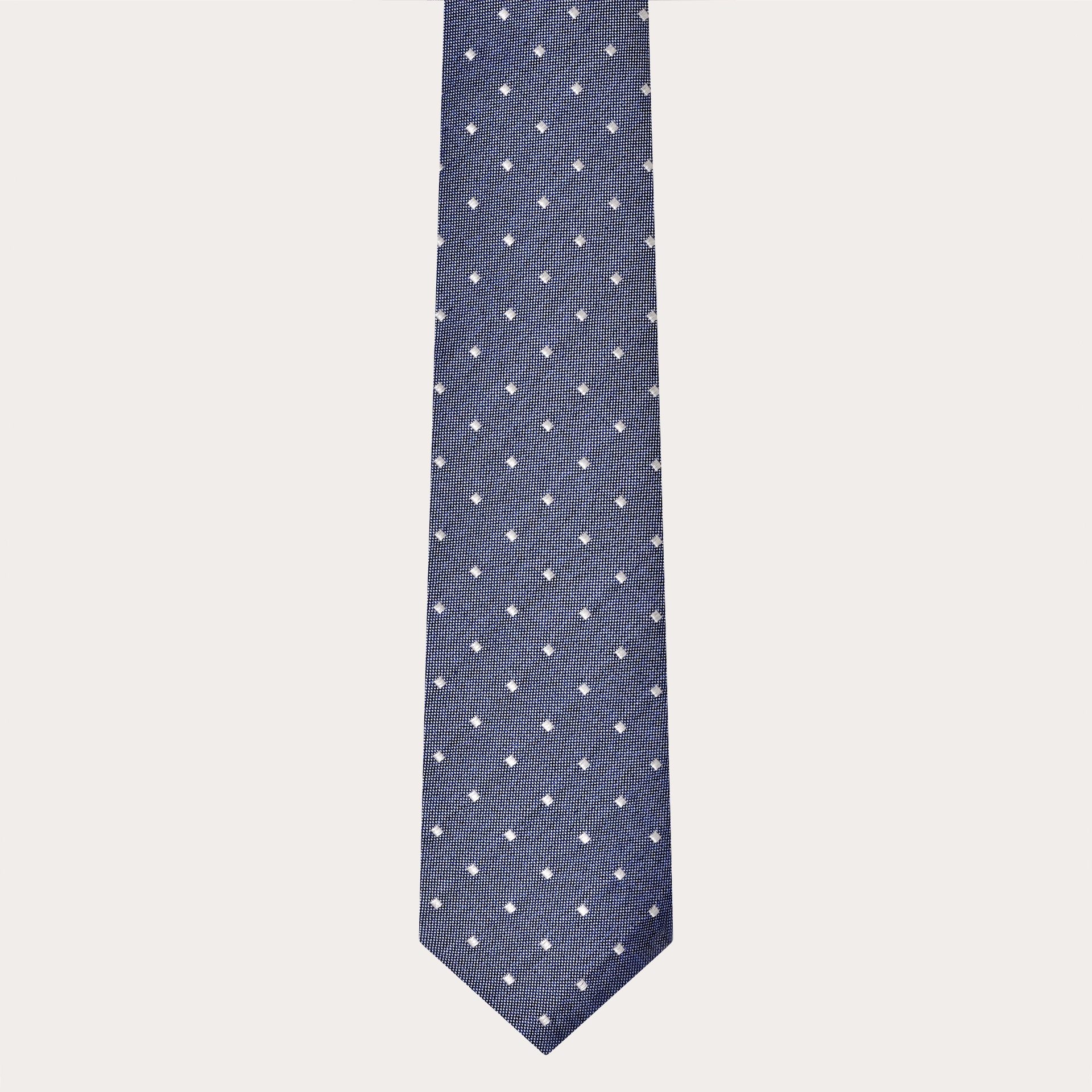 BRUCLE Cravate élégante en soie jacquard, bleu clair chiné à carreaux nacrés