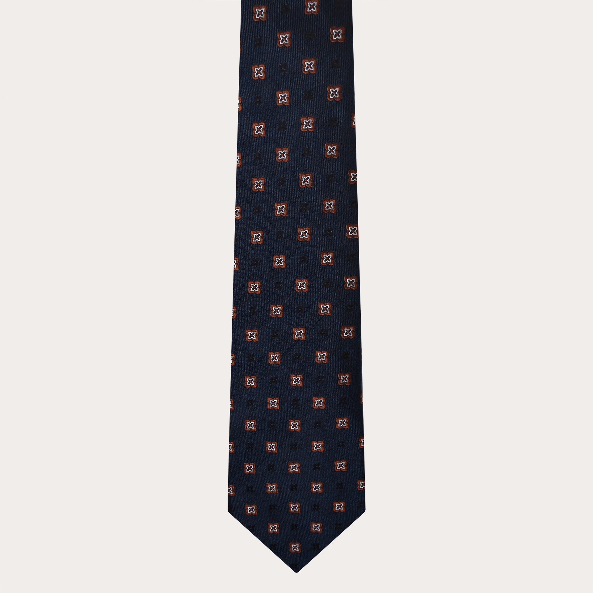 BRUCLE Formale Krawatte aus Jacquard-Seide, blau mit braunem Muster