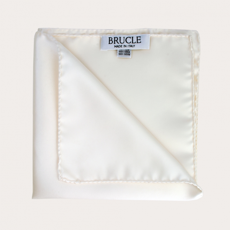 Pañuelo de bolsillo para ceremonia en raso de seda, blanco