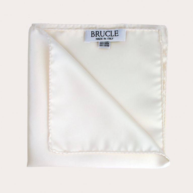Pocket square for ceremonies in silk satin, white