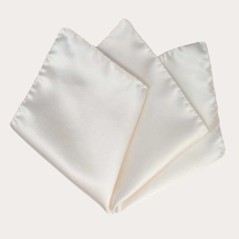 Pañuelo de bolsillo para ceremonia en raso de seda, blanco