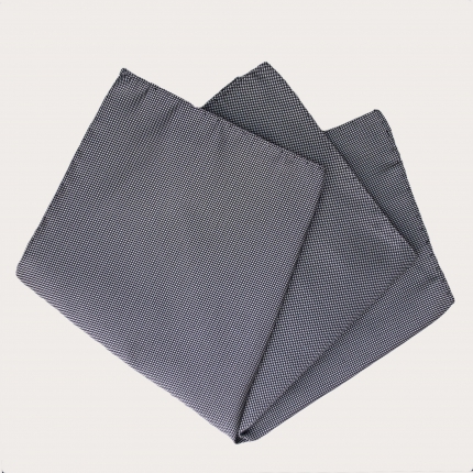 Elegante pañuelo de bolsillo en jacquard de seda, alfiletero blanco y negro