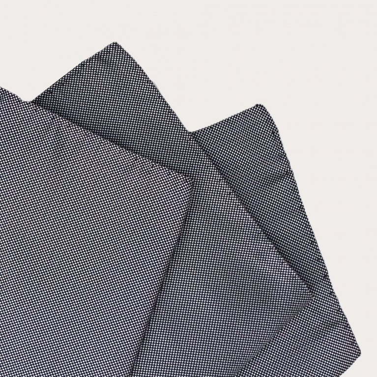 Elegant pocket handkerchief in jacquard silk, black and white pincushion