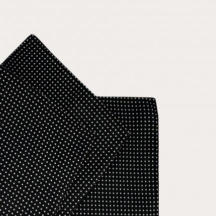 Pochette en pure soie jacquard, noire à motif géométrique