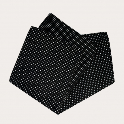 Pocket square in pure jacquard silk, black with geometric pattern