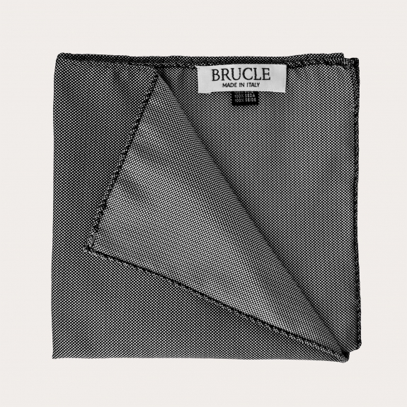 Elegante fazzoletto da taschino in seta jacquard, puntaspillo nero e bianco