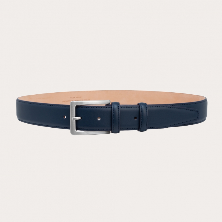 Classic blue belt in genuine leather