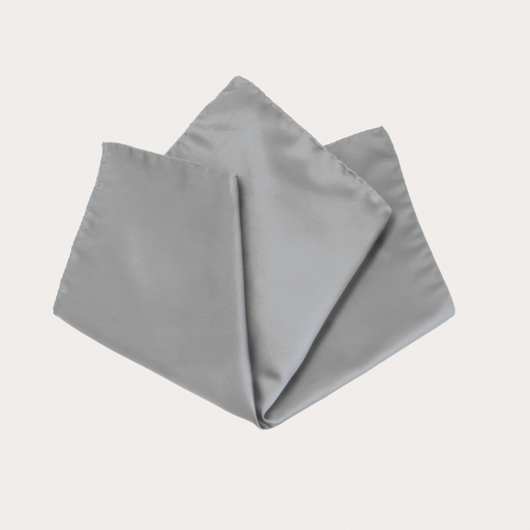 Ceremony pocket square in silk satin, grey