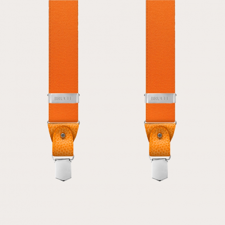 Elastische orangefarbene Hosenträger für Damen und Herren