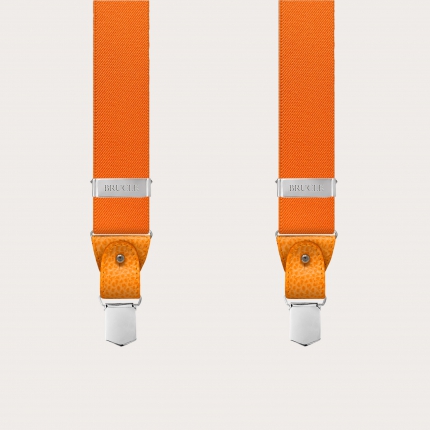 Elastic orange suspenders for men and women