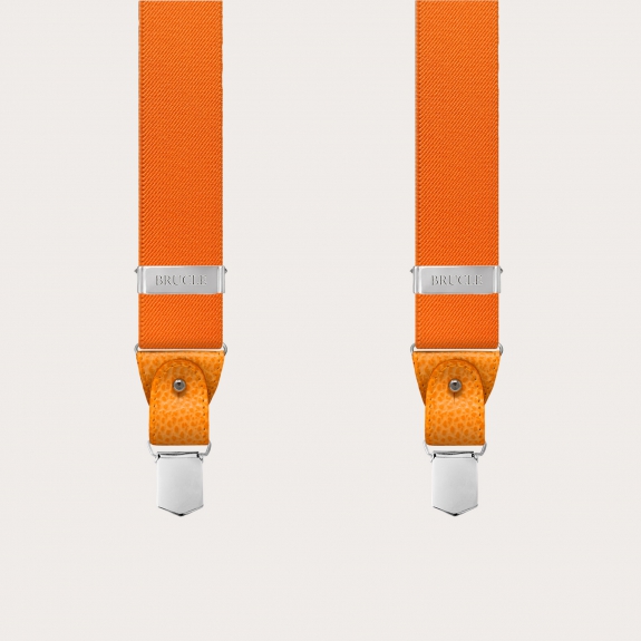 BRUCLE Elastic orange suspenders for men and women