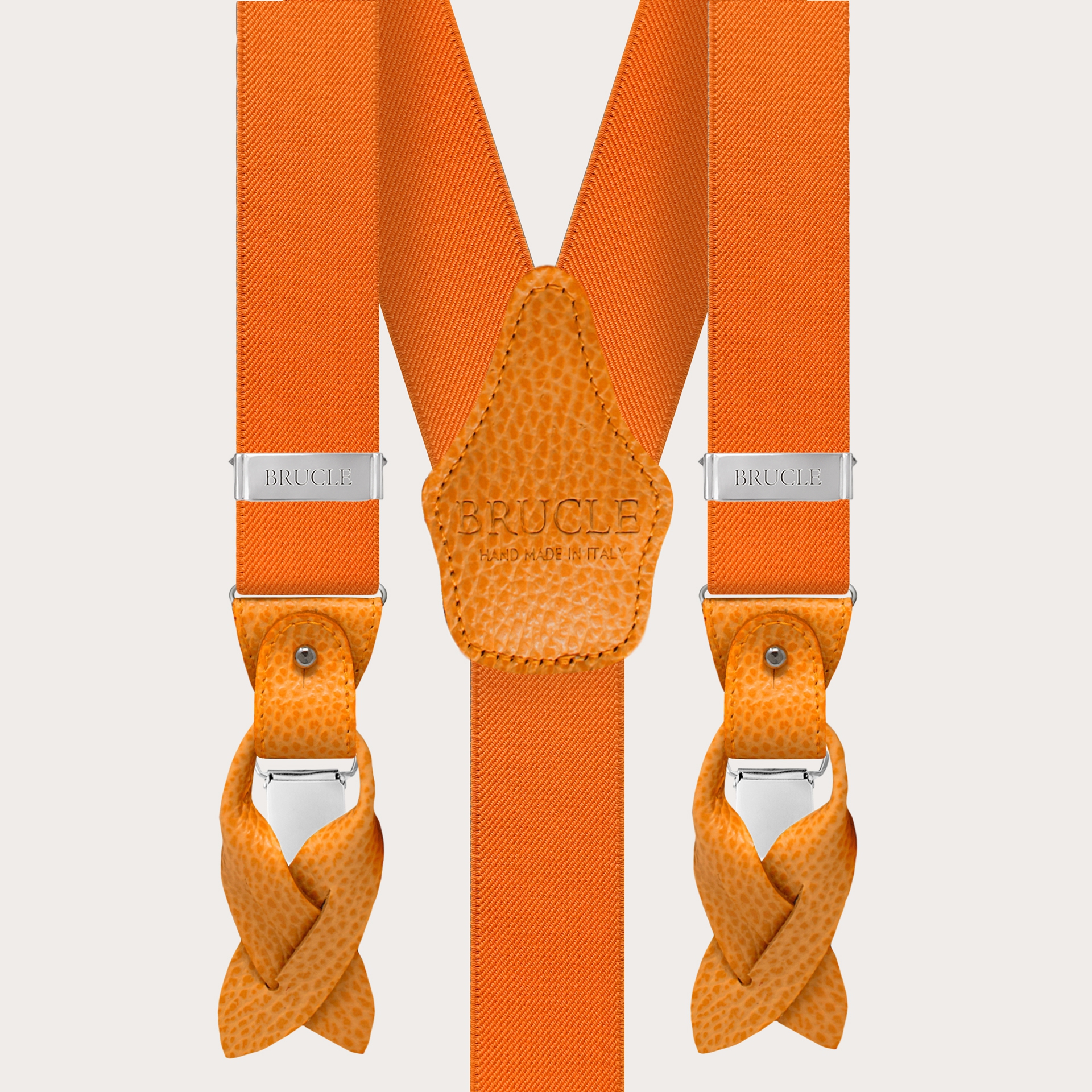 BRUCLE Elastische orangefarbene Hosenträger für Damen und Herren