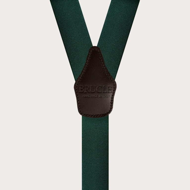 Bretelle elastiche nichel free, verde con pelle testa moro