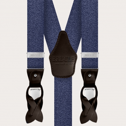 Double use elastic suspenders in blue denim