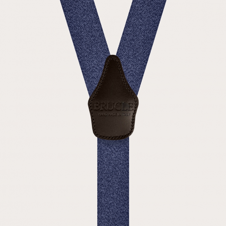 Bretelles élastiques double usage en denim bleu