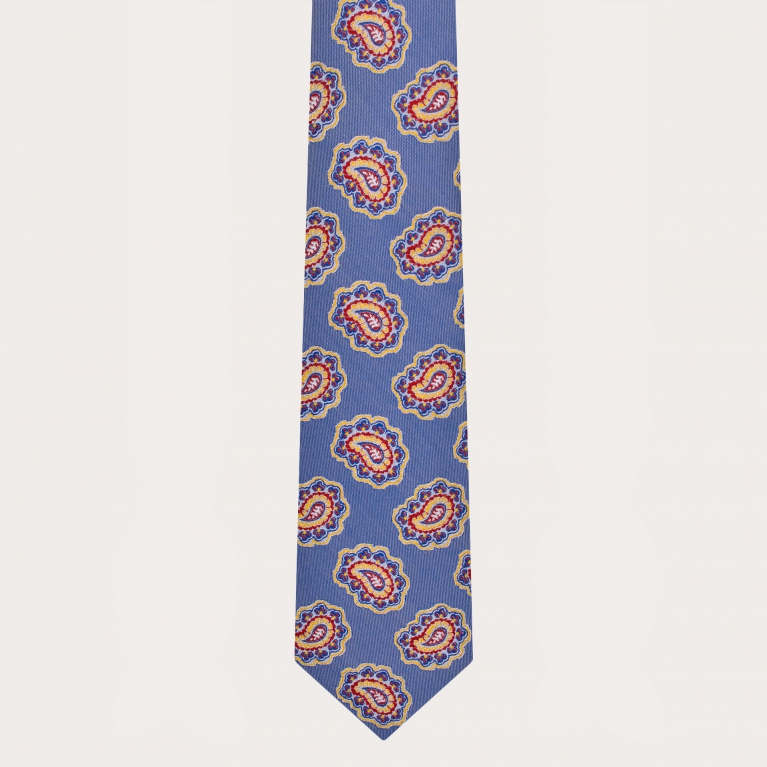 Cravate brun macro cachemire en soie jacquard