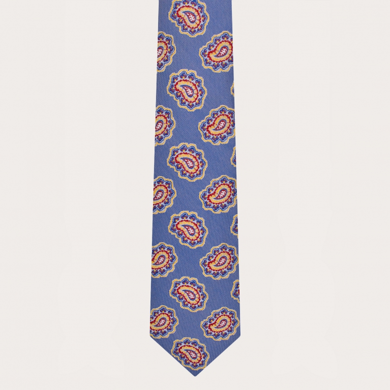 Silk necktie, grey, macro paisley pattern