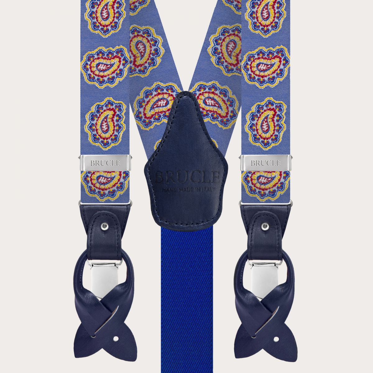 braces suspenders blue paisley made in italy