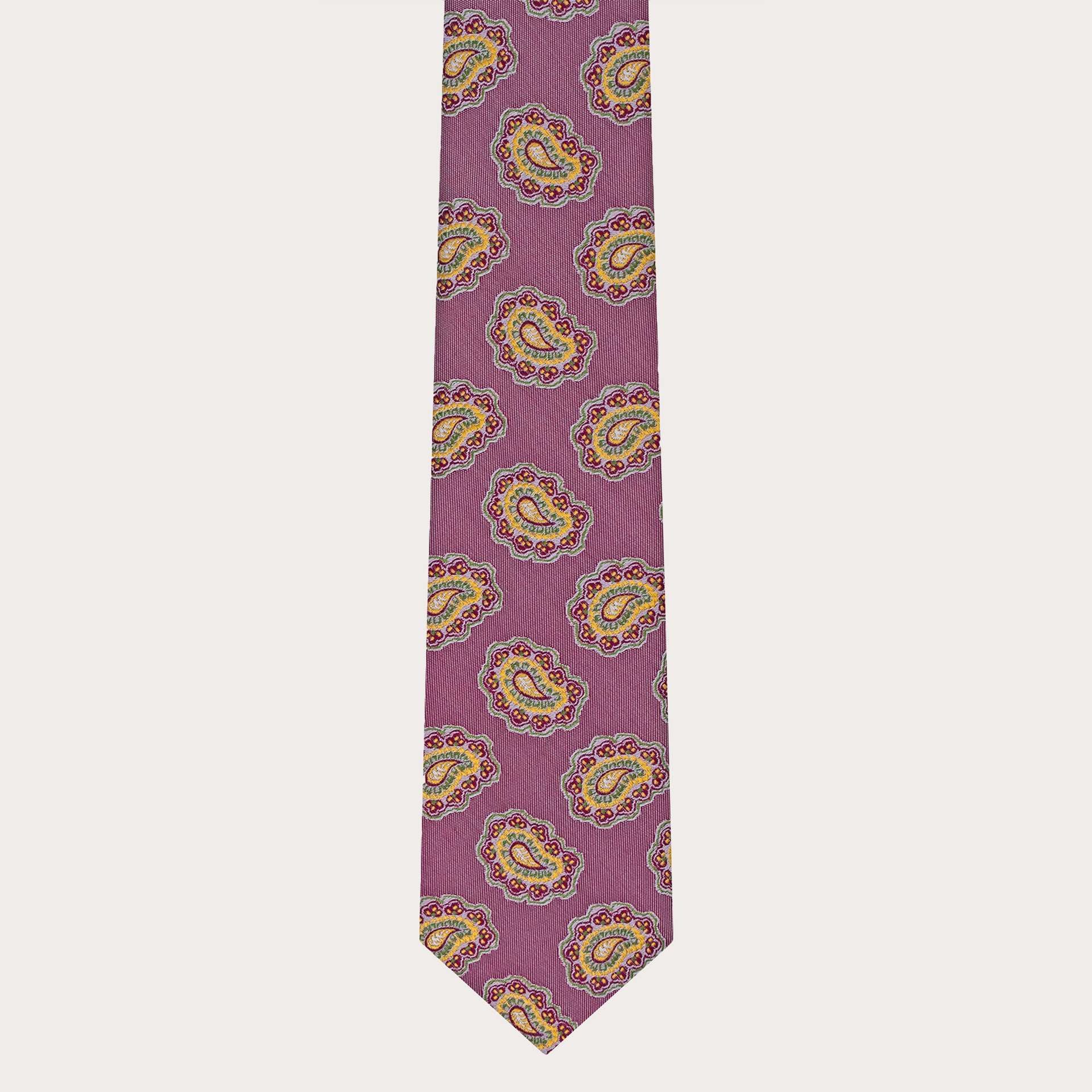 Silk necktie, bordeaux, macro paisley pattern