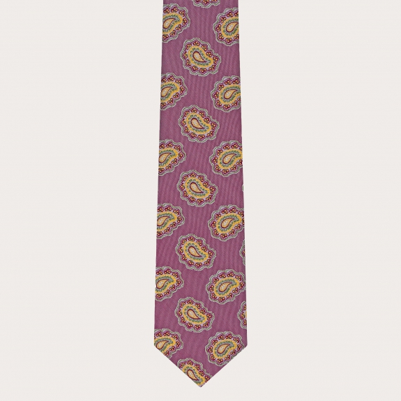 Silk necktie, bordeaux, macro paisley pattern