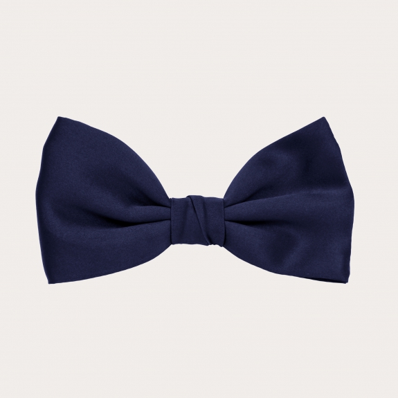 Elegant set of suspenders and bow tie in satin, blue