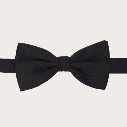 Elegant set of satin suspenders and silk bow tie, black
