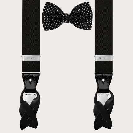 Elegant set of suspenders and bow tie, black