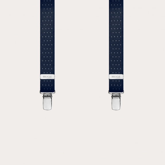 Clip-on Braces Elastic Y Suspenders dot blue