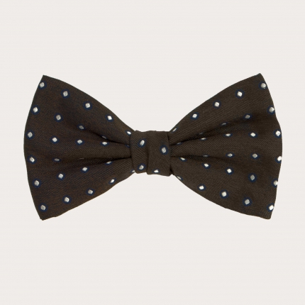 Pajarita en jacquard de seda marrón con lunares