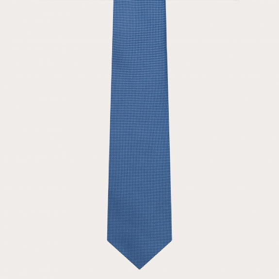 Ceremony tie in jacquard silk, light blue dotted pattern
