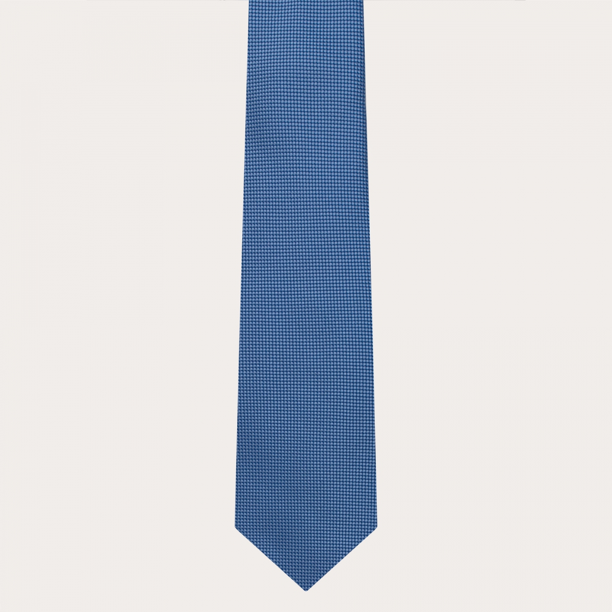 Corbata de ceremonia en jacquard de seda, estampado lunares azul claro