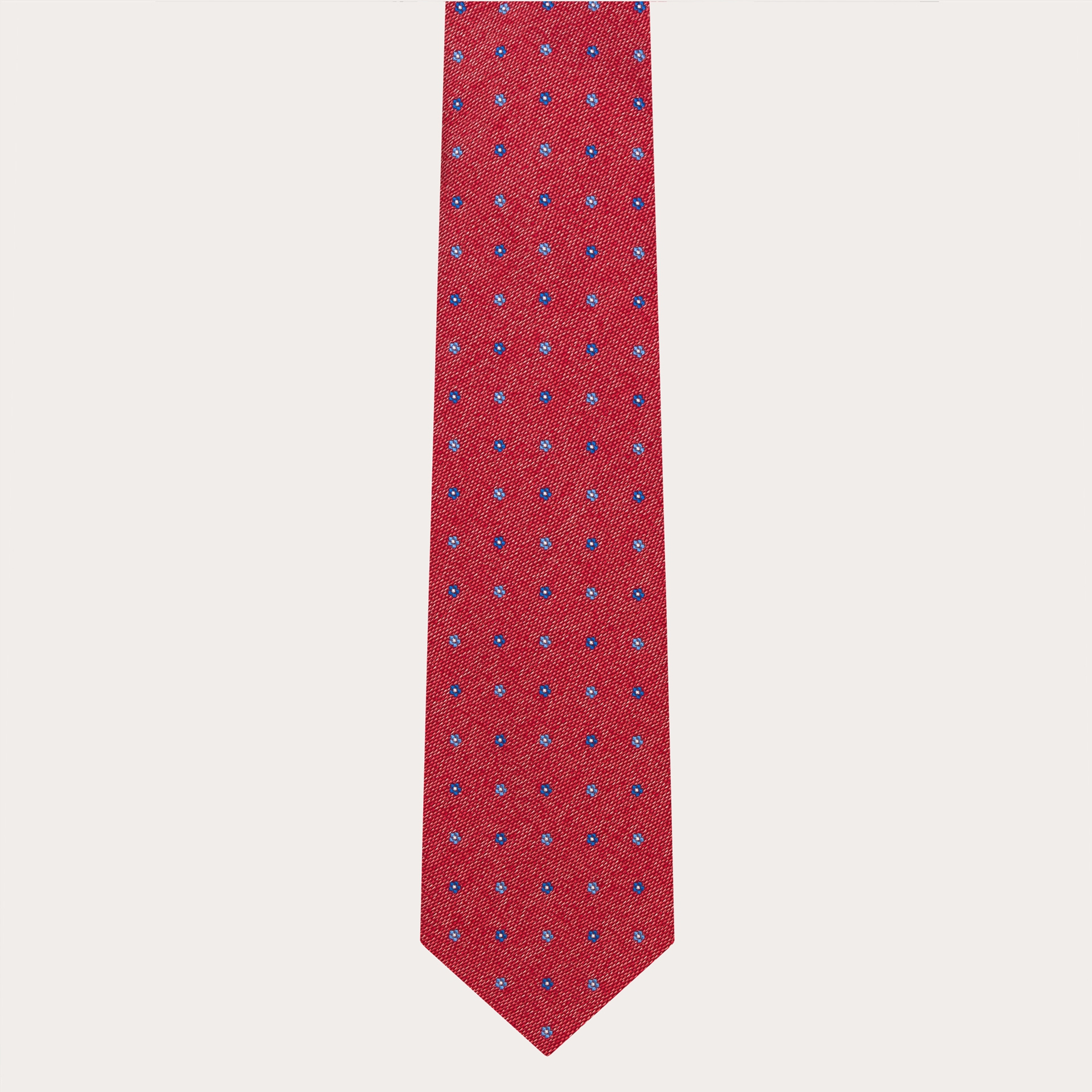 Italian silk jacquard tie, red with floral pattern