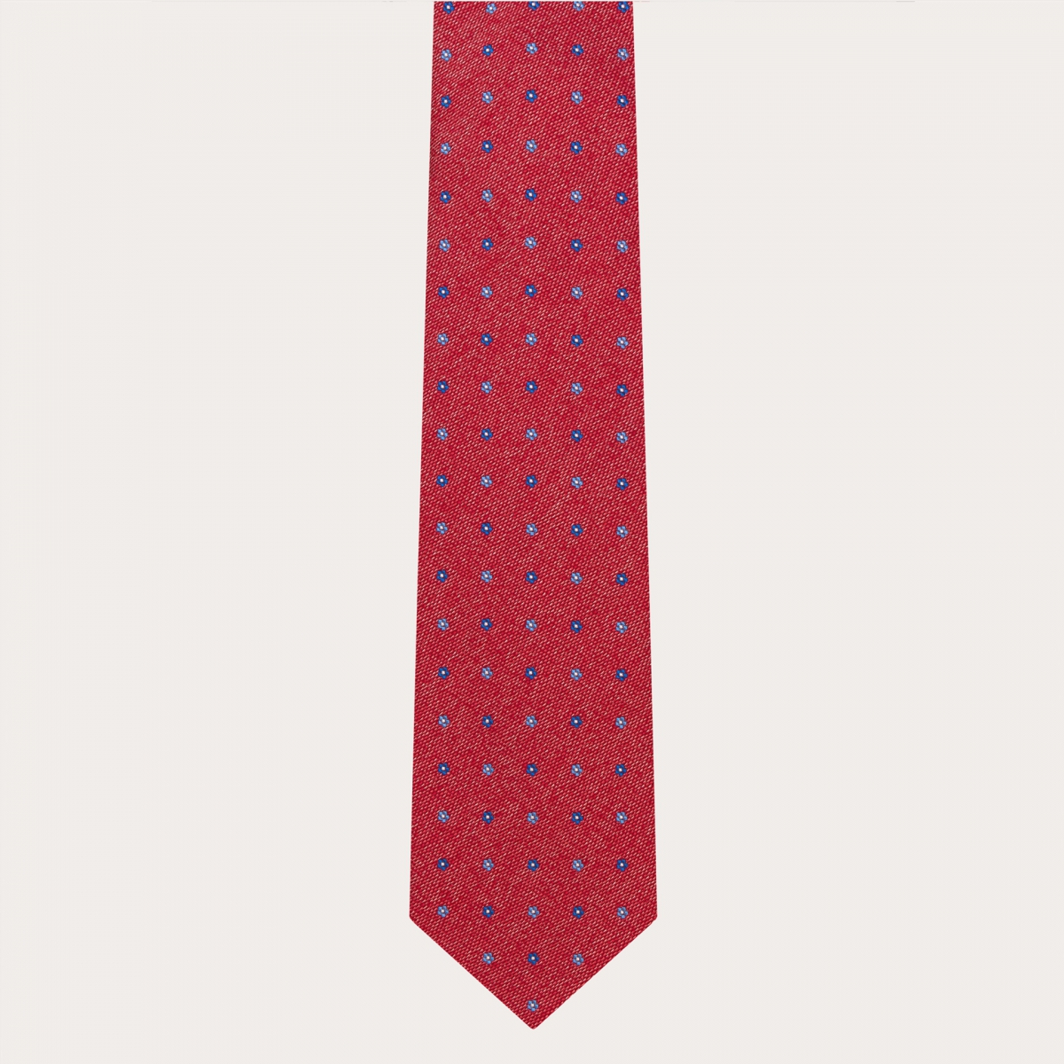 Italian silk jacquard tie, red with floral pattern