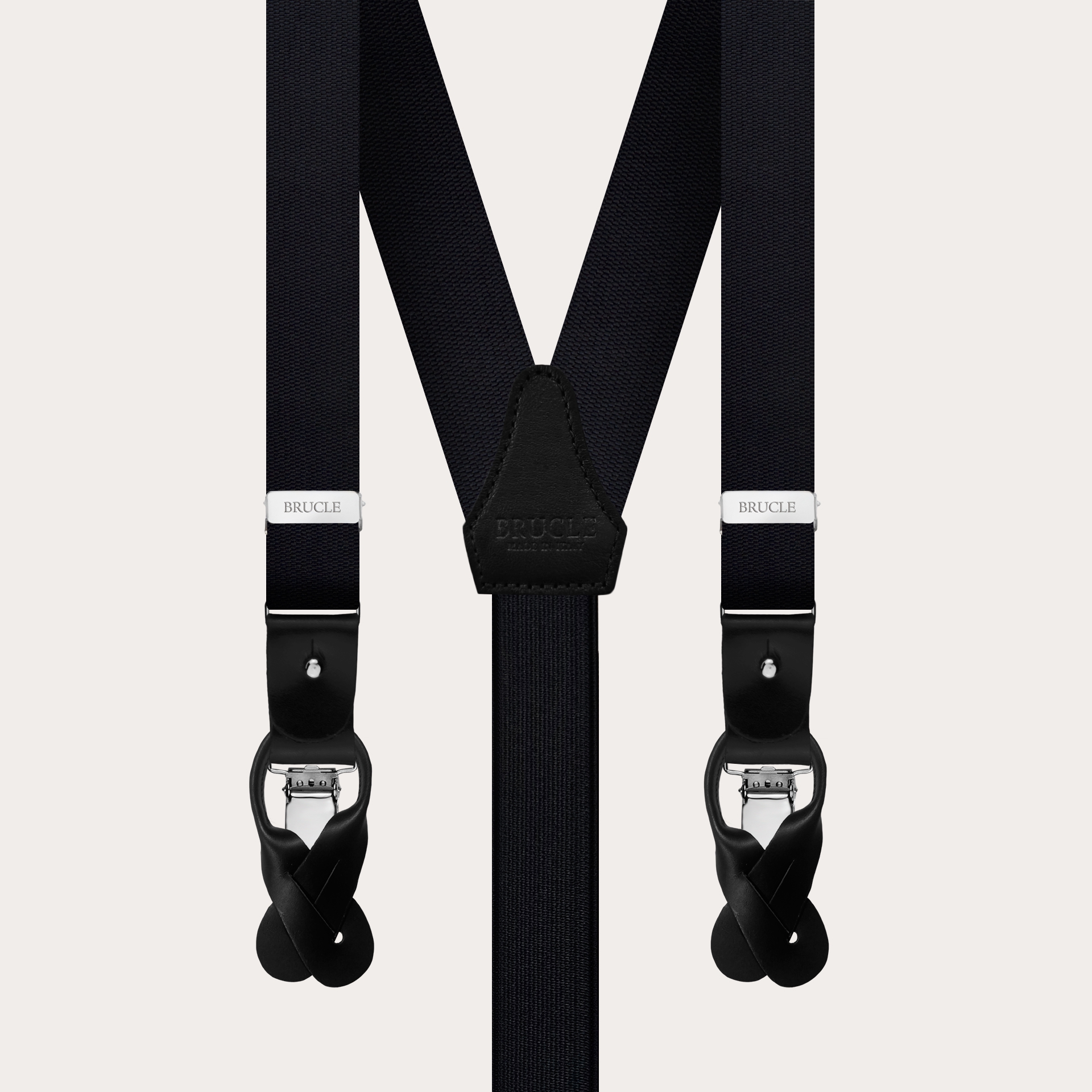 skinny silk suspenders black